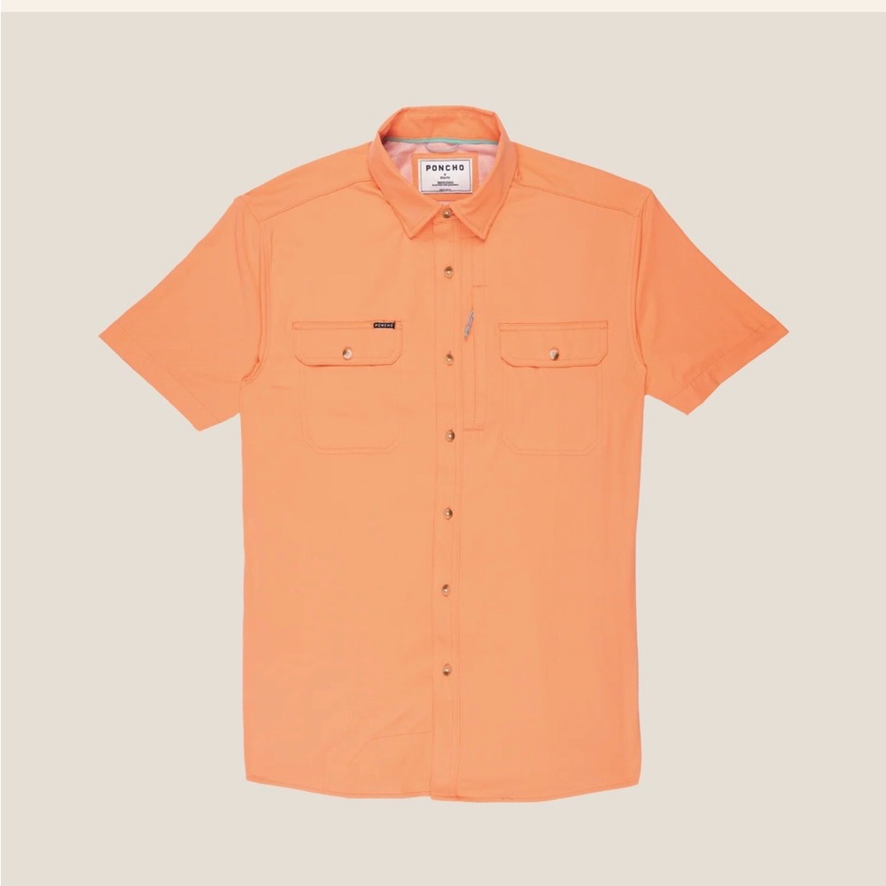 Men's coral/salmon Short Sleeve button down fishing shirt